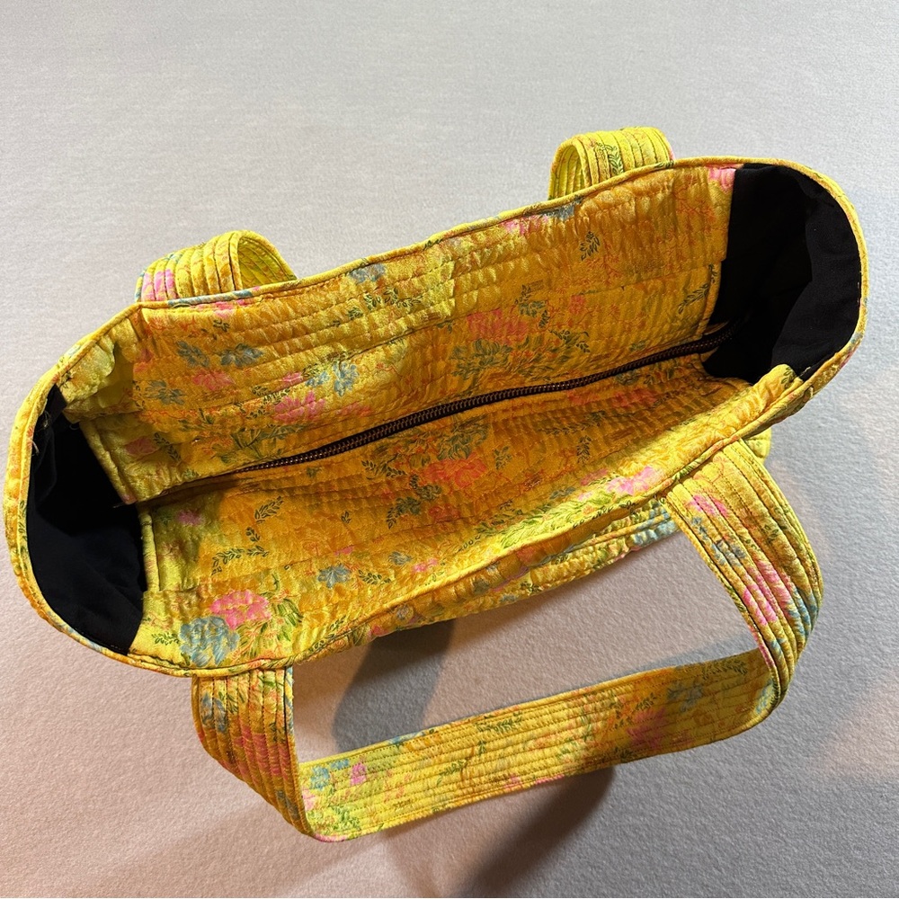Anthropologie Sissel Edelbo Yellow Quilted Floral Tote - Picture 7 of 16